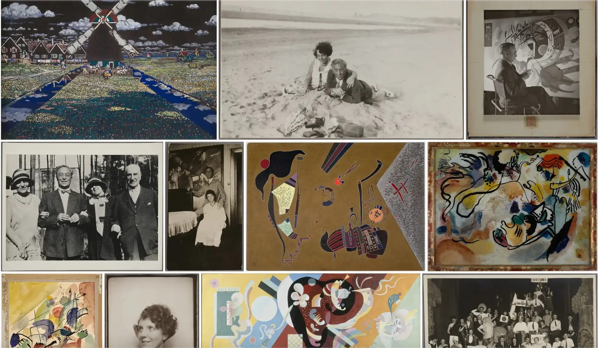 Kandinsky — collection grid with paintings and archival images