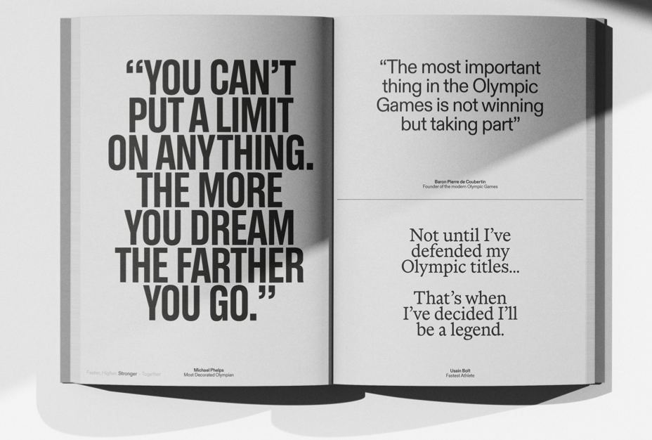 Olympic Brand Book — athlete quotations spread