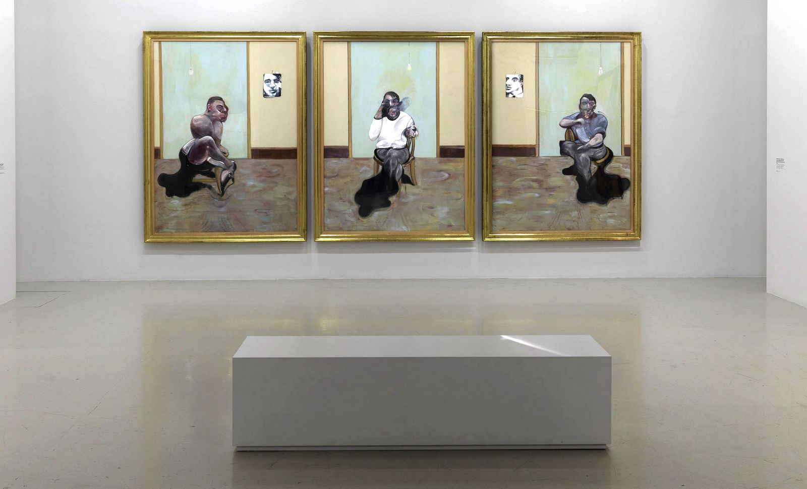 Francis Bacon — gallery triptych with green-walled interiors