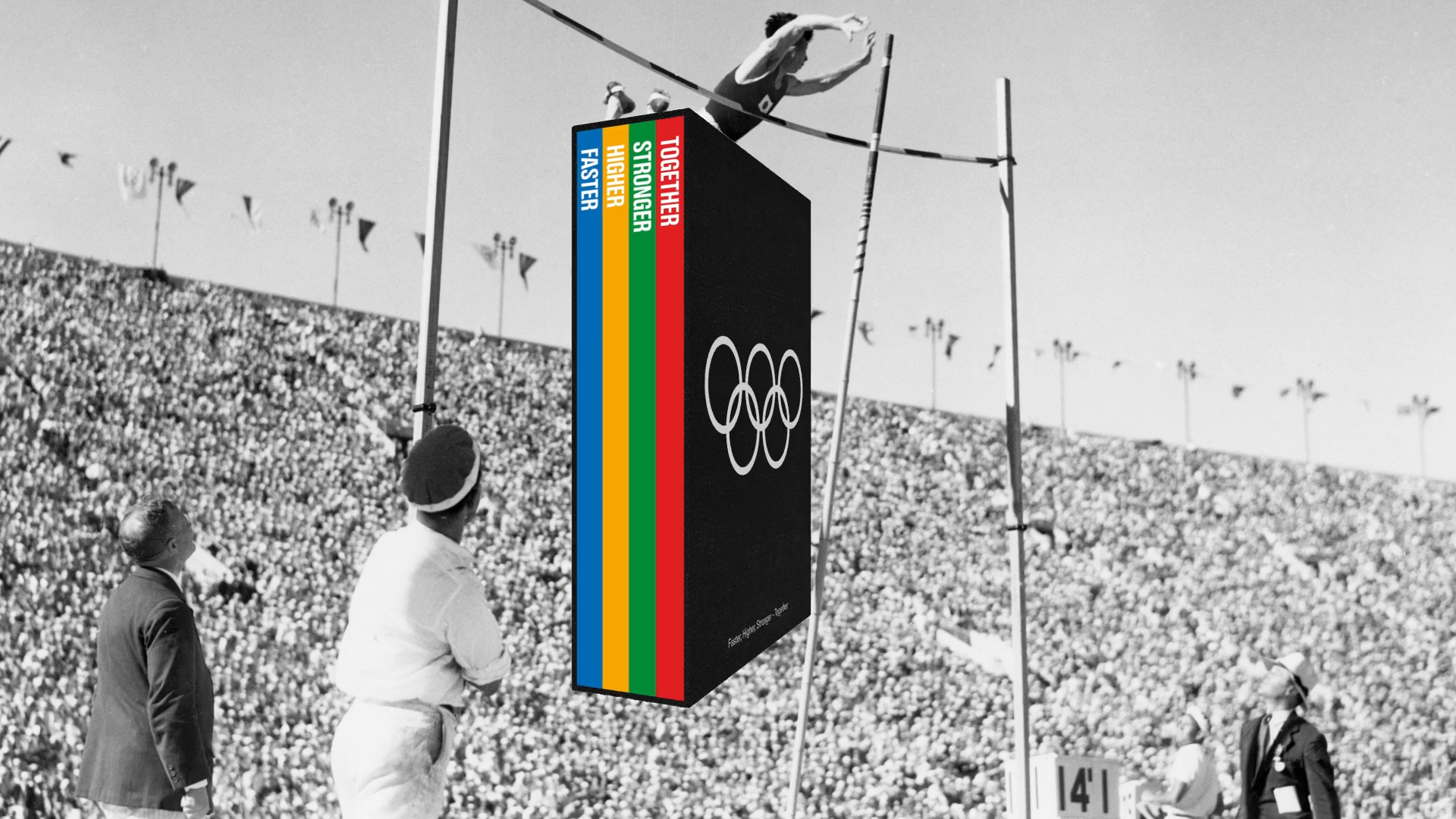 Olympic Brand Book volumes with historic pole vault photography